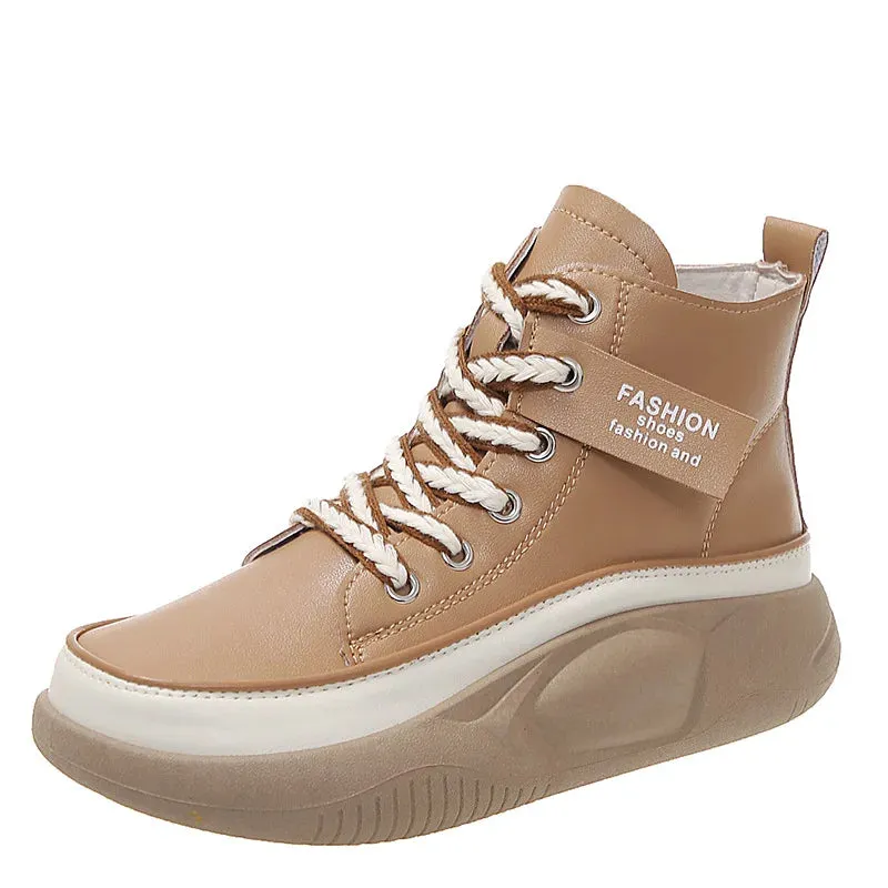 Retro Oxfords Flat Platform Heels Women Boots Work Shoes for Work Autumn Ankle Casual