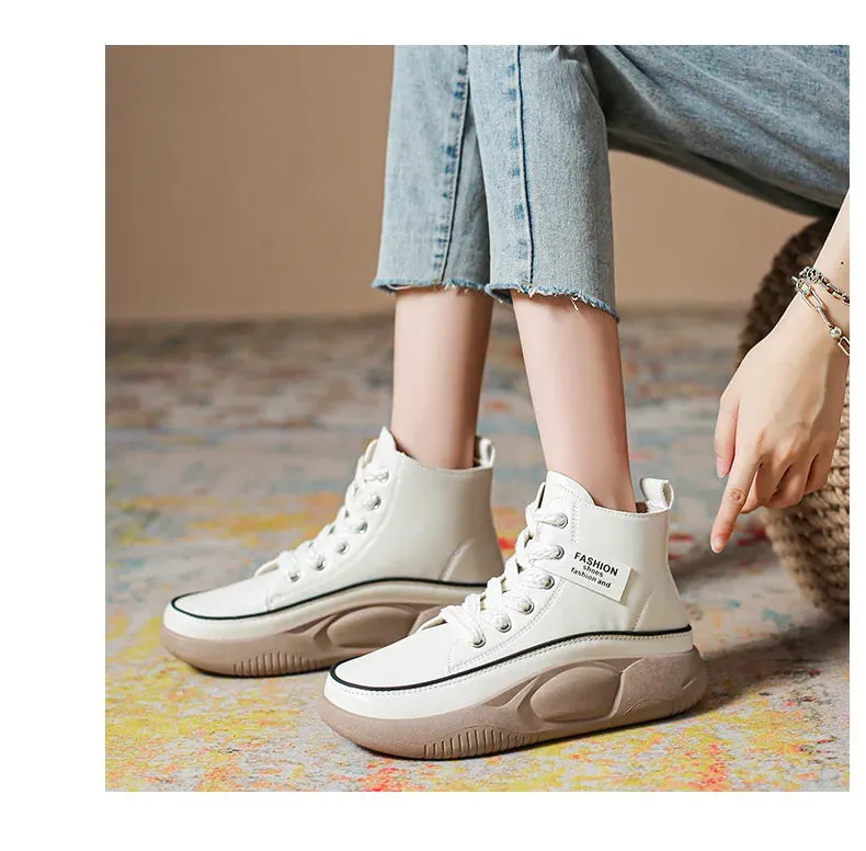 Retro Oxfords Flat Platform Heels Women Boots Work Shoes for Work Autumn Ankle Casual