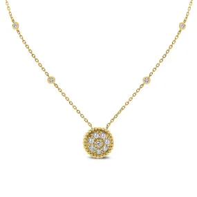 Round Pendant Necklace (0.70 ct Diamonds) in Yellow Gold