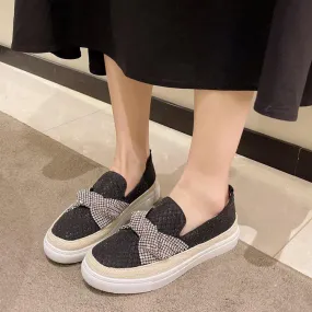 Shallow Mouth Single Spring Shoes New Style Round Toe Rhinestones