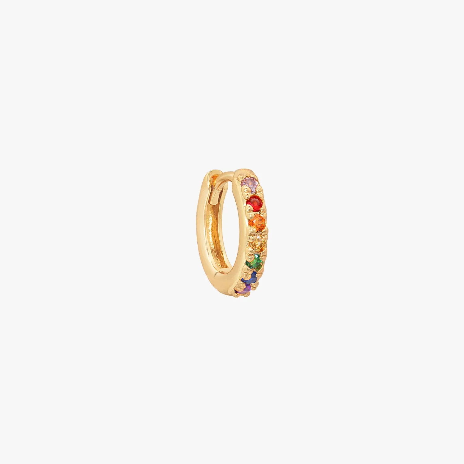 (Single) Rainbow Pave Huggie Hoop