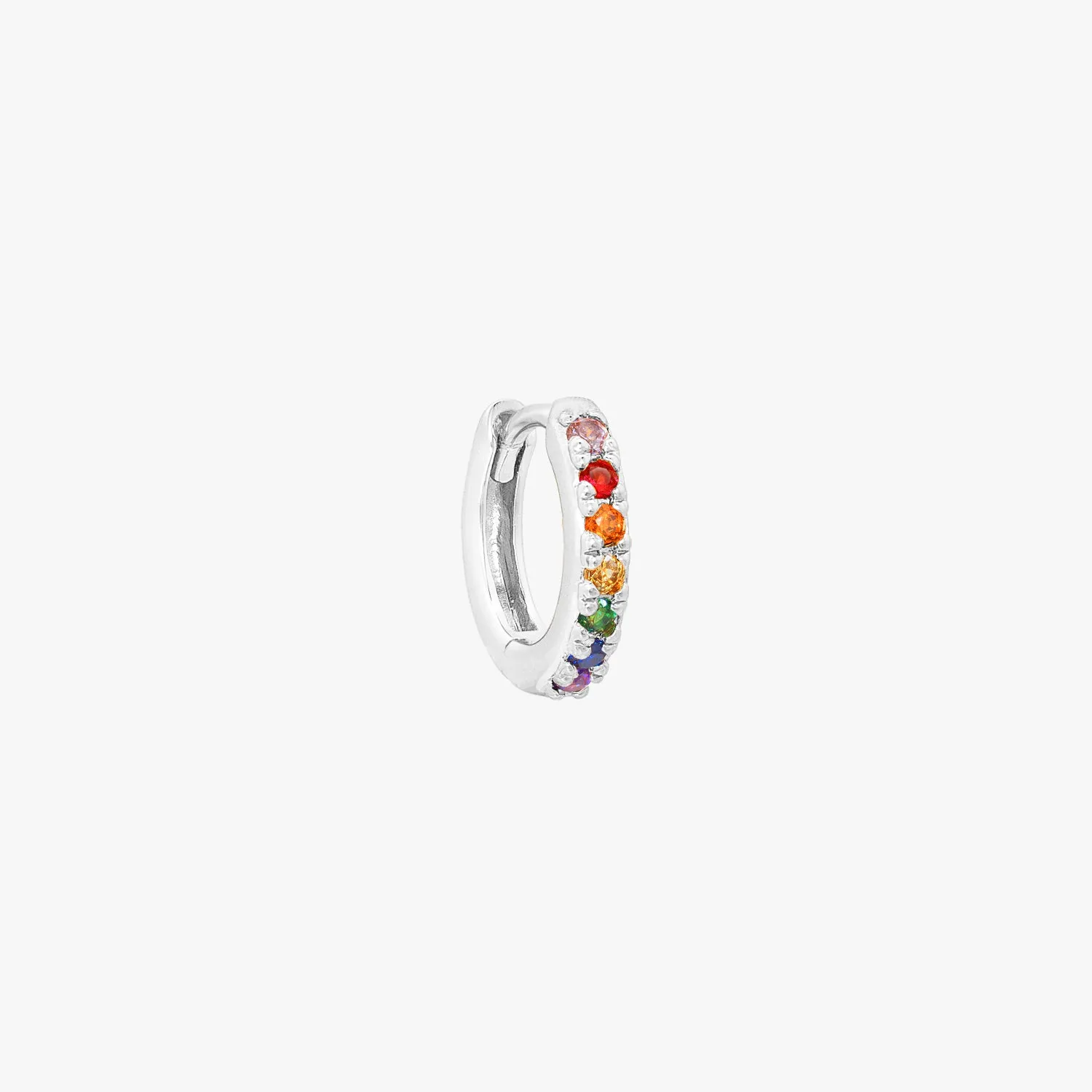 (Single) Rainbow Pave Huggie Hoop
