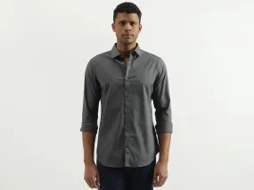 Slim Fit Spread Collar Solid Shirt