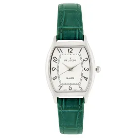 Women 26 x 32mm Cushion Shape Watch with Green Leather Band