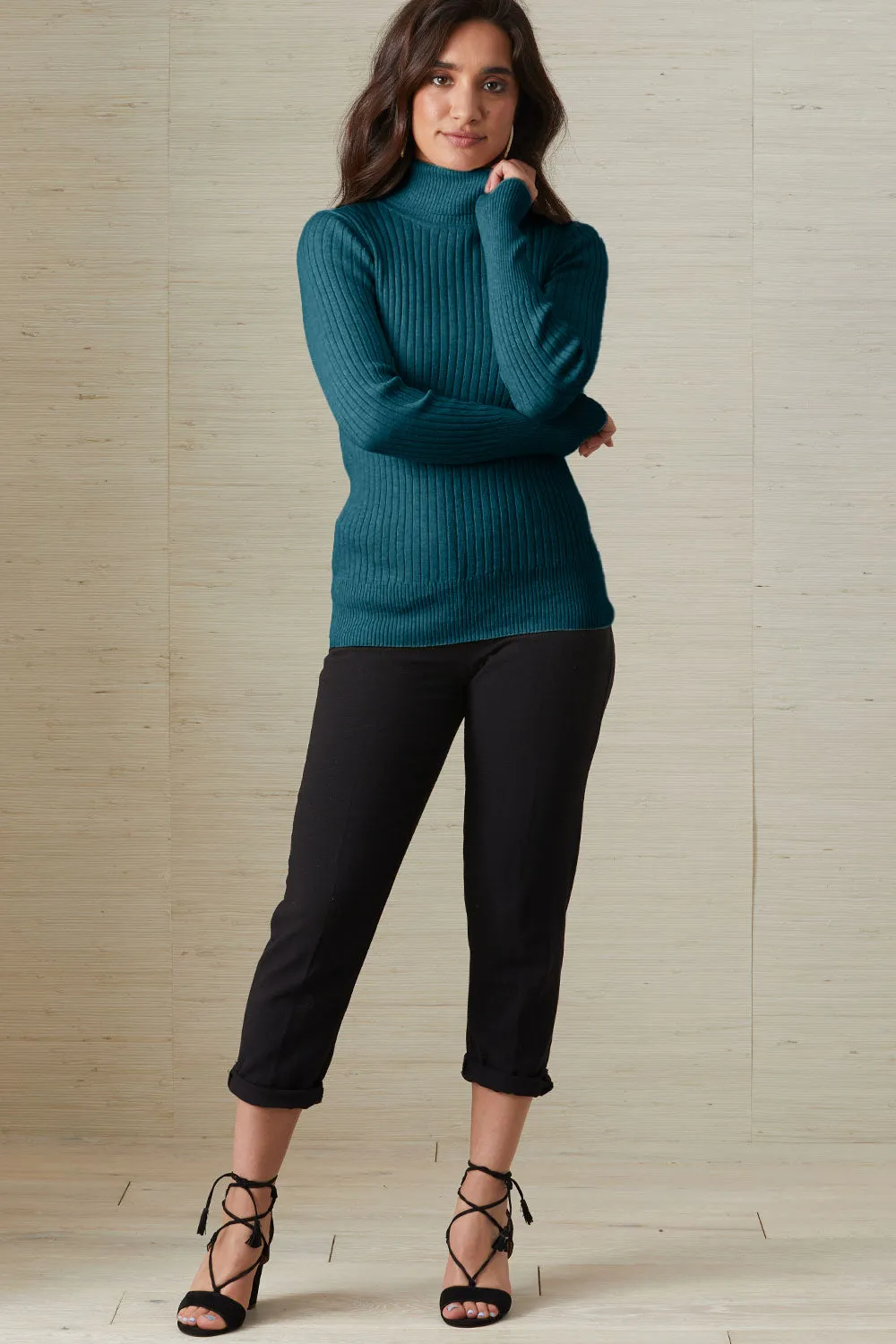 Women's Organic Cotton Ribbed Turtleneck Sweater